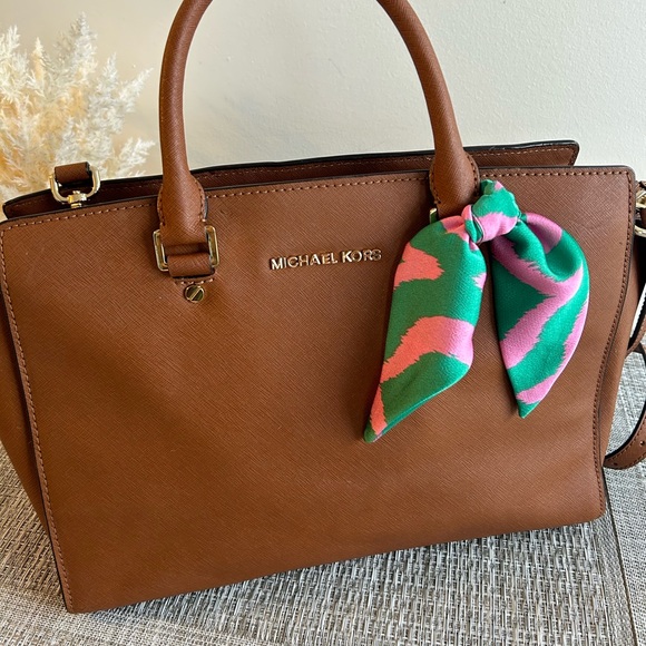 Michael Kors Handbags - Michael Kors Brown Saffiano Leather Satchel Tote Shoulder Crossbody Bag Laptop w